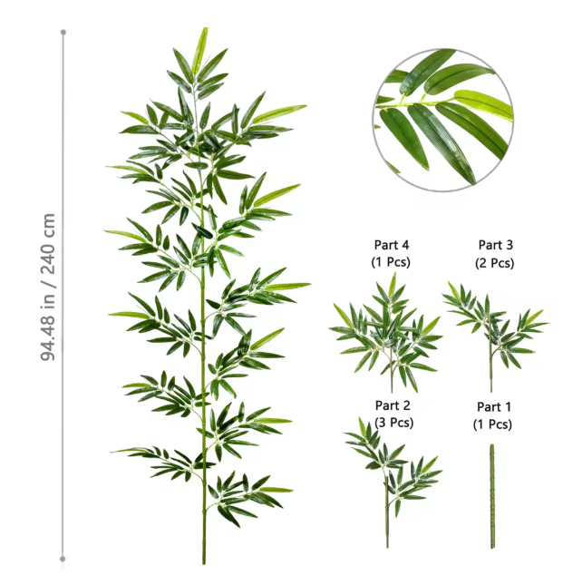 Kunst Bamboe Tak met Groene Bladeren – Decoratieve Bamboe Plant voor Interieur en Kantoor