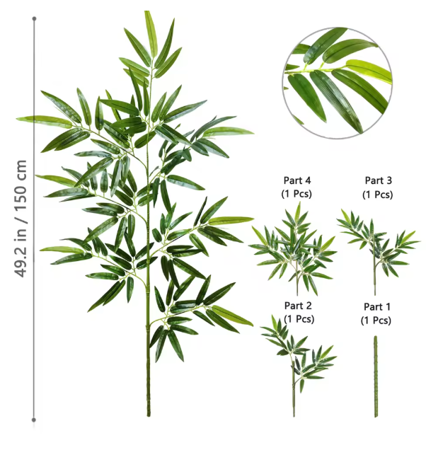 Kunst Bamboe Tak met Groene Bladeren – Decoratieve Bamboe Plant voor Interieur en Kantoor