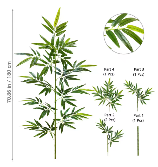 Kunst Bamboe Tak met Groene Bladeren – Decoratieve Bamboe Plant voor Interieur en Kantoor