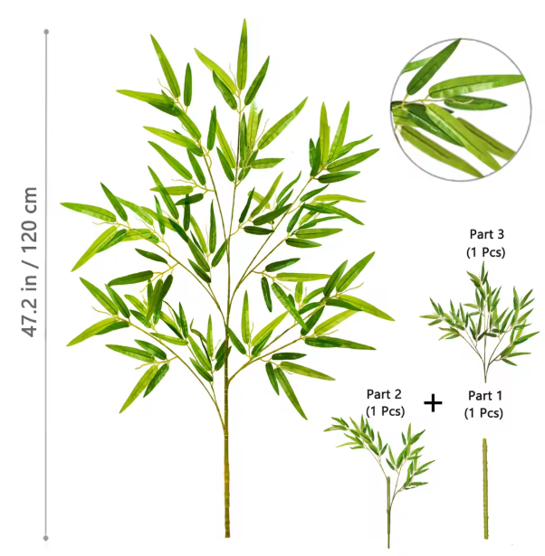 Kunst Bamboe Tak met Groene Bladeren – Decoratieve Bamboe Plant voor Interieur en Kantoor