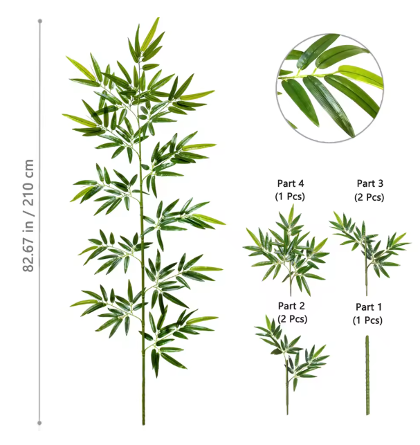 Kunst Bamboe Tak met Groene Bladeren – Decoratieve Bamboe Plant voor Interieur en Kantoor