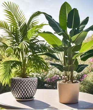 Set van 2 Kunst Palm- en Bananenplanten in Pot – Tropische Decoratieve Kamerplanten