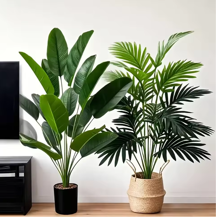 Set van 2 Kunst Palm- en Bananenplanten in Pot – Tropische Decoratieve Kamerplanten