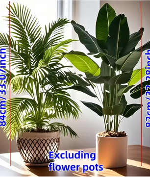 Set van 2 Kunst Palm- en Bananenplanten in Pot – Tropische Decoratieve Kamerplanten