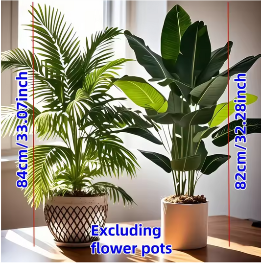 Set van 2 Kunst Palm- en Bananenplanten in Pot – Tropische Decoratieve Kamerplanten