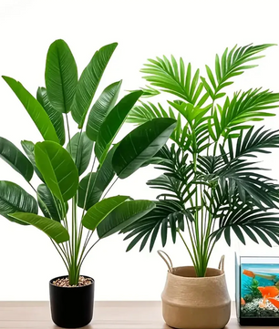 Set van 2 Kunst Palm- en Bananenplanten in Pot – Tropische Decoratieve Kamerplanten