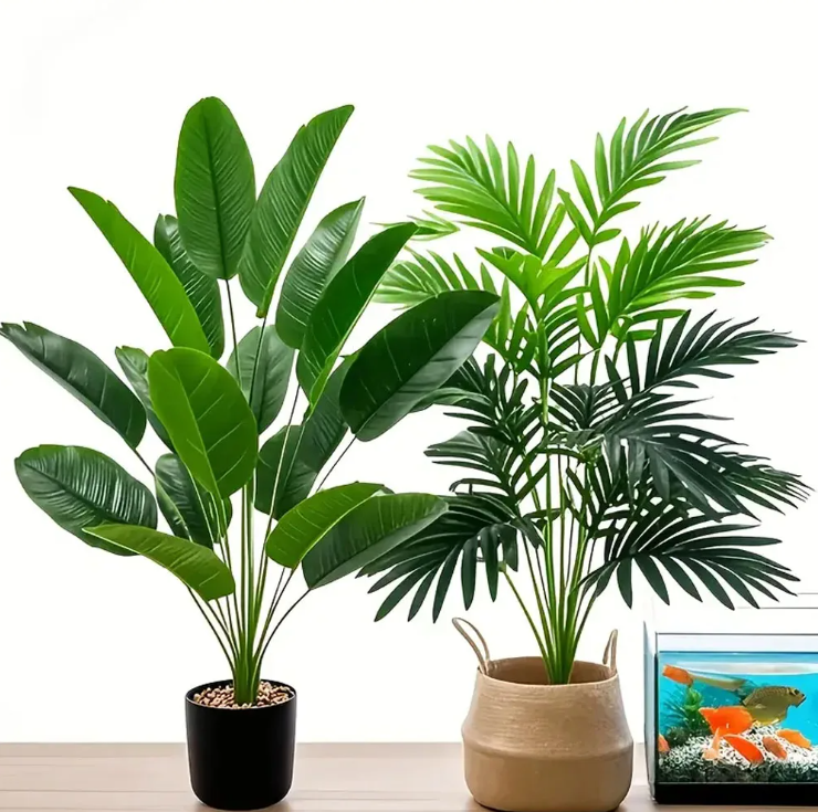 Set van 2 Kunst Palm- en Bananenplanten in Pot – Tropische Decoratieve Kamerplanten