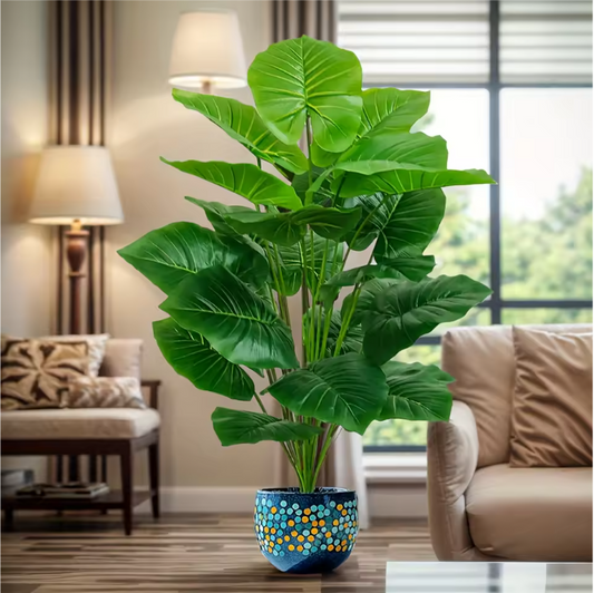 Kunst Palmplant 100 cm – Decoratieve Tropische Kamerplant met 18 Bladeren