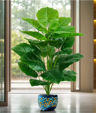 Kunst Palmplant 100 cm – Decoratieve Tropische Kamerplant met 18 Bladeren
