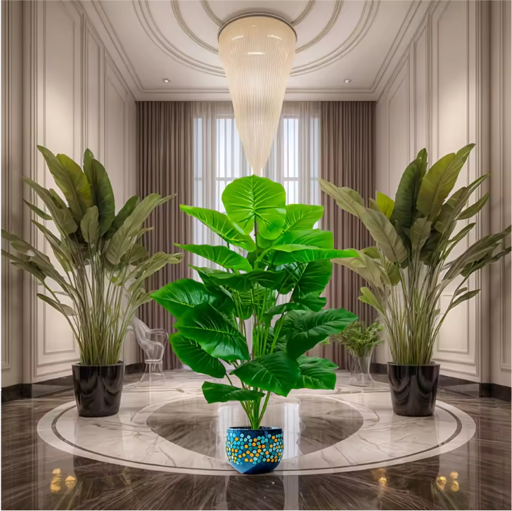 Kunst Palmplant 100 cm – Decoratieve Tropische Kamerplant met 18 Bladeren