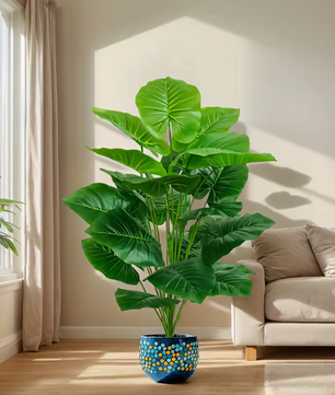 Kunst Palmplant 100 cm – Decoratieve Tropische Kamerplant met 18 Bladeren