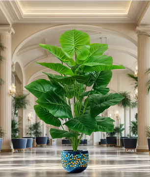 Kunst Palmplant 100 cm – Decoratieve Tropische Kamerplant met 18 Bladeren