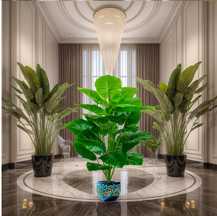 Kunst Palmplant 100 cm – Decoratieve Tropische Kamerplant met 18 Bladeren