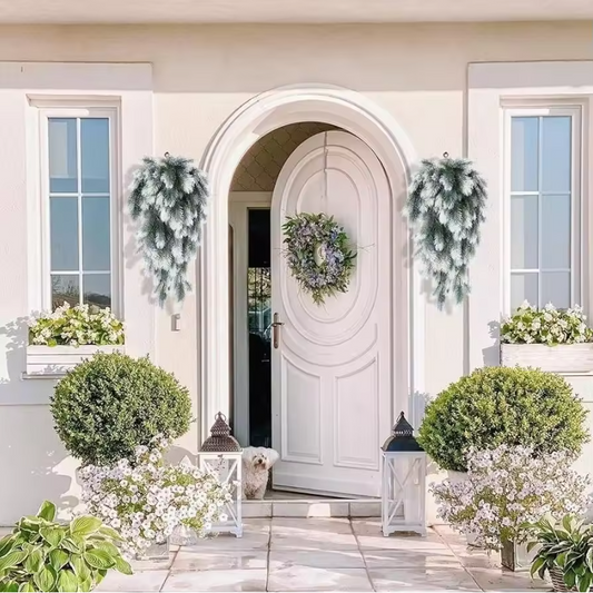 Set van 2 Kunst Dennentakken – Decoratieve Dennennaalden voor Kerst- en Winterdecoratie