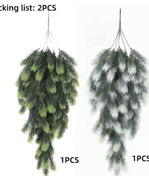 Set van 2 Kunst Dennentakken – Decoratieve Dennennaalden voor Kerst- en Winterdecoratie