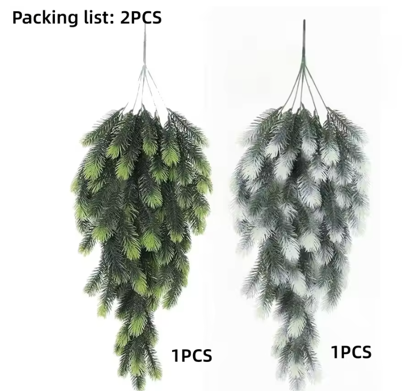 Set van 2 Kunst Dennentakken – Decoratieve Dennennaalden voor Kerst- en Winterdecoratie