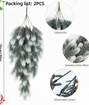 Set van 2 Kunst Dennentakken – Decoratieve Dennennaalden voor Kerst- en Winterdecoratie