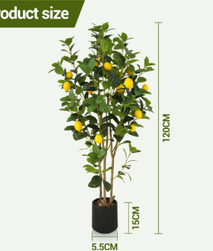 Kunstmatige Citroenboom van 120 cm – Realistische Decoratieve Kunstplant met Citroenen voor Binnenruimtes