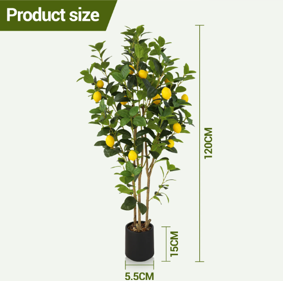 Kunstmatige Citroenboom van 120 cm – Realistische Decoratieve Kunstplant met Citroenen voor Binnenruimtes