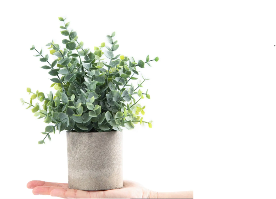 Set van 2 Kunstmatige Eucalyptus Planten – Kleine Decoratieve Kunstplanten in Pot