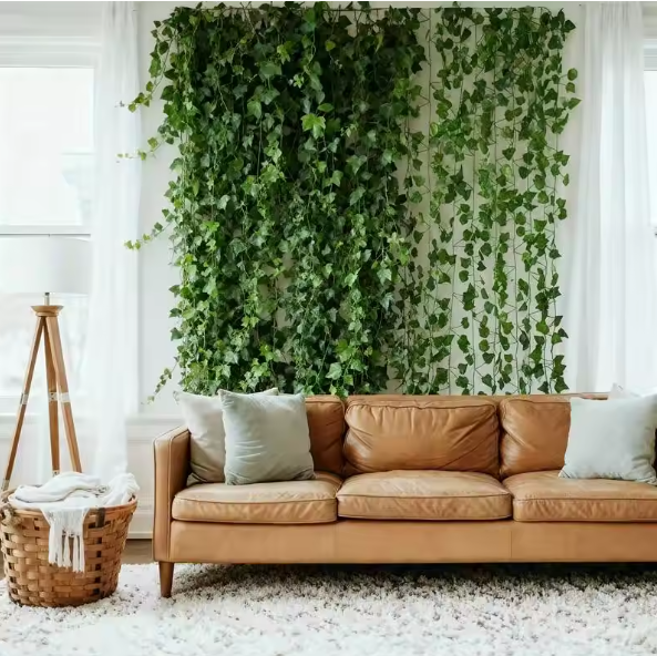 Set van 24 Kunstmatige Klimop Slingers – 19 m Decoratieve Groene Ivy Guirlande voor Wanddecoratie