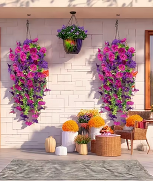 Kunstmatige Hangplant met Bloemen – Decoratieve Vine voor Wand, Plafond en Bruiloft Decoratie