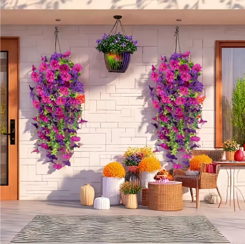 Kunstmatige Hangplant met Bloemen – Decoratieve Vine voor Wand, Plafond en Bruiloft Decoratie
