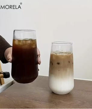 Set van Geribbelde Glazen Drinkglazen – Hittebestendige Glazen voor Koffie, Thee en Dranken