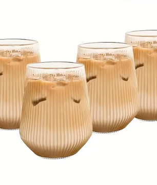 Set van Geribbelde Glazen Drinkglazen – Hittebestendige Glazen voor Koffie, Thee en Dranken