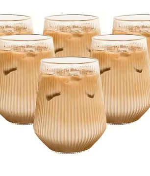 Set van Geribbelde Glazen Drinkglazen – Hittebestendige Glazen voor Koffie, Thee en Dranken
