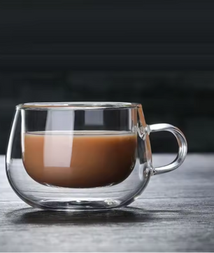 Dubbelwandige Glazen Koffiemok – Hittebestendig Borosilicaat Glas met Handvat