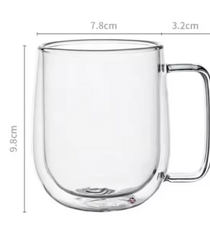 Dubbelwandige Glazen Koffiemok – Hittebestendig Borosilicaat Glas met Handvat