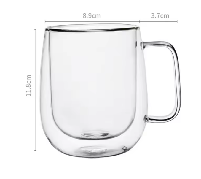 Dubbelwandige Glazen Koffiemok – Hittebestendig Borosilicaat Glas met Handvat