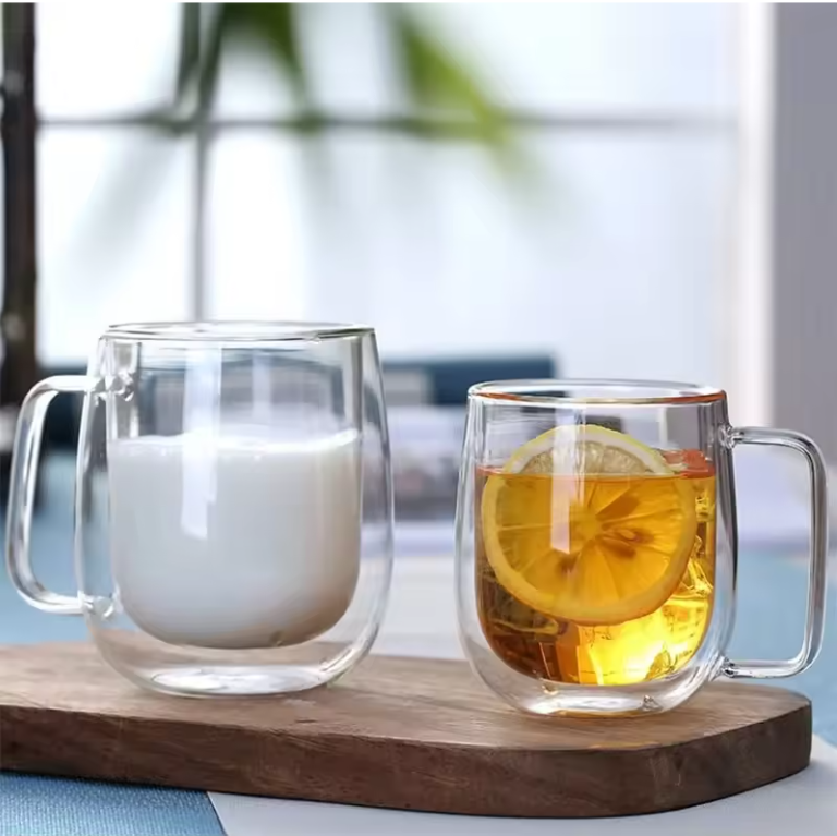 Dubbelwandige Glazen Koffiemok – Hittebestendig Borosilicaat Glas met Handvat