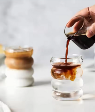 Set van 2 Geribbelde Glazen Drinkglazen – 350 ml Borosilicaat Glas met Rietje