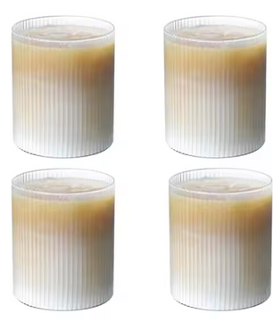 Origami Stijl Glazen Koffiemok 300 ml – Japans Gestreept Design Drinkglas