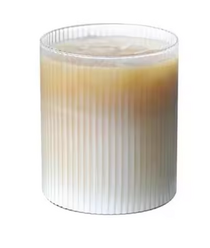 Origami Stijl Glazen Koffiemok 300 ml – Japans Gestreept Design Drinkglas