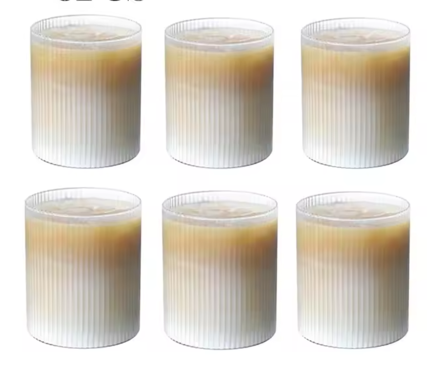 Origami Stijl Glazen Koffiemok 300 ml – Japans Gestreept Design Drinkglas