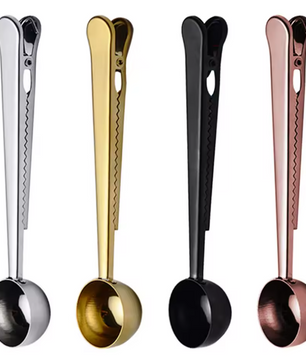 2-in-1 Koffieschep met Clip – RVS Maatschep voor Koffie en Zaksluiting