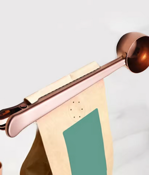 2-in-1 Koffieschep met Clip – RVS Maatschep voor Koffie en Zaksluiting