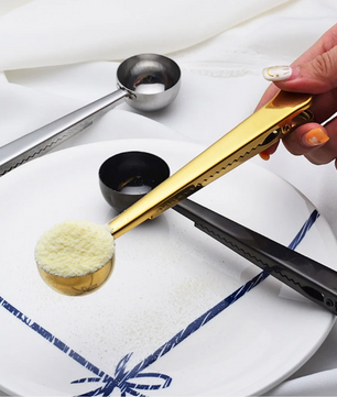 2-in-1 Koffieschep met Clip – RVS Maatschep voor Koffie en Zaksluiting