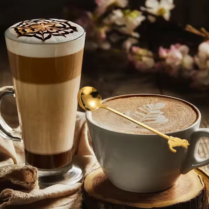 Kattenvormige RVS Dessert- en Roerlepels – Mini Lepels voor Koffie, Thee en IJs