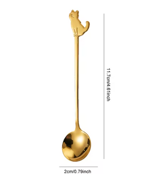 Kattenvormige RVS Dessert- en Roerlepels – Mini Lepels voor Koffie, Thee en IJs