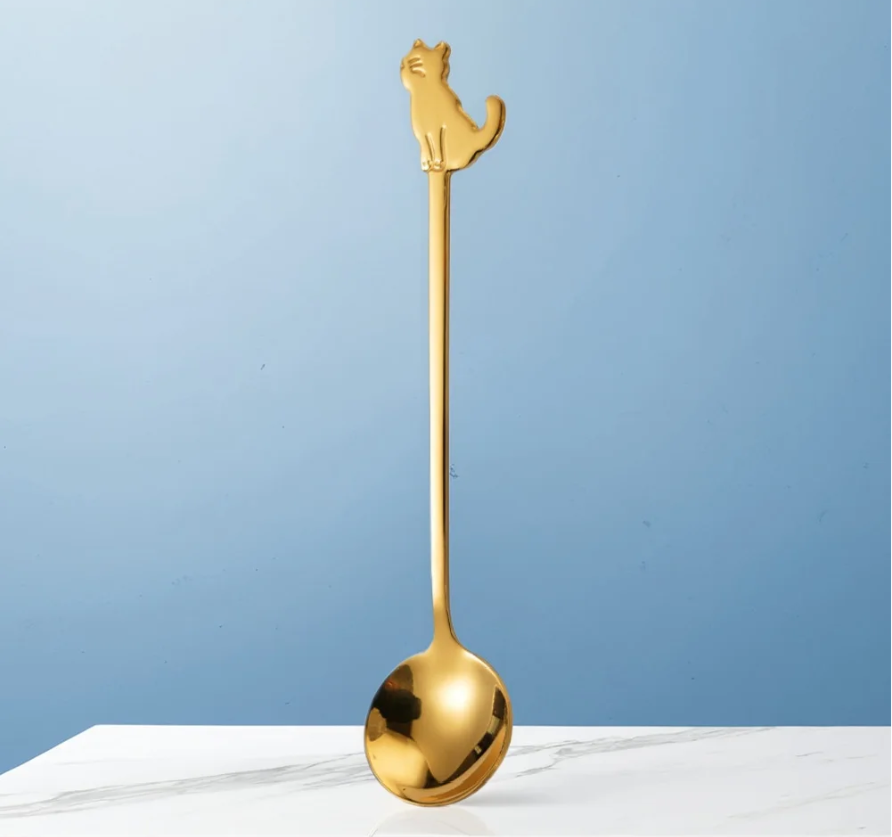 Kattenvormige RVS Dessert- en Roerlepels – Mini Lepels voor Koffie, Thee en IJs