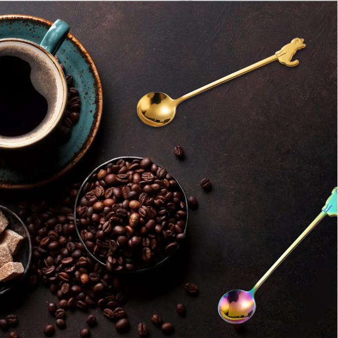 Kattenvormige RVS Dessert- en Roerlepels – Mini Lepels voor Koffie, Thee en IJs