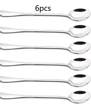 Set van 6 RVS Lange Lepels – Dessert-, Koffie- en Theelepels 19,5 cm