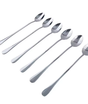 Set van 6 RVS Lange Lepels – Dessert-, Koffie- en Theelepels 19,5 cm