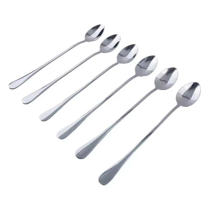 Set van 6 RVS Lange Lepels – Dessert-, Koffie- en Theelepels 19,5 cm