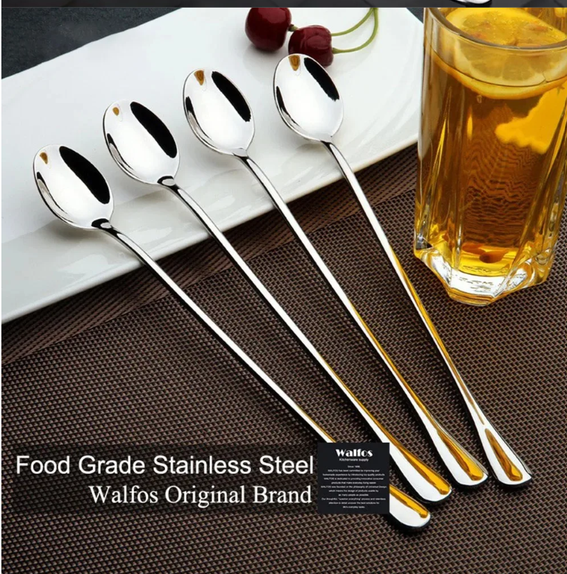 Set van 6 RVS Lange Lepels – Dessert-, Koffie- en Theelepels 19,5 cm