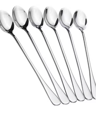 Set van 6 Lange RVS Koffielepels – Multifunctionele IJs-, Dessert- en Theelepels